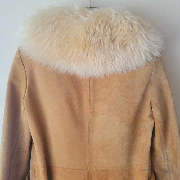 Vintage 70s lambskin fur trim Penny Lane Coat Medium - Picture 8 of 16